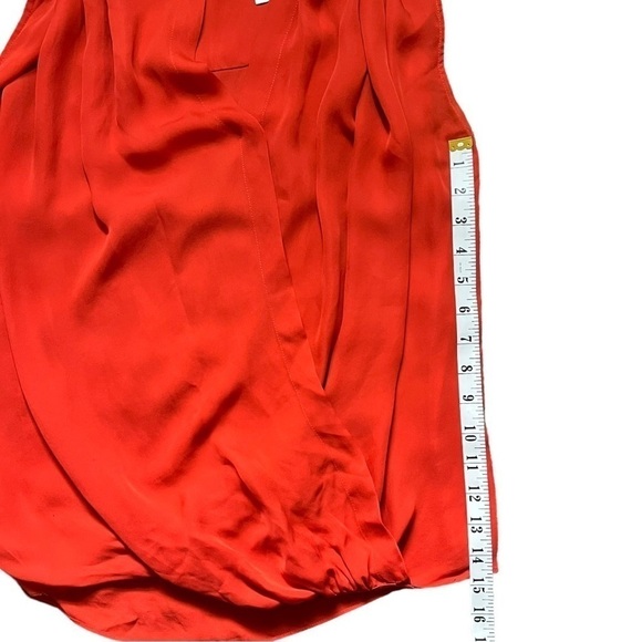 Parker Coral Red Drapped Front Sleeveless Blouse sz S - Picture 10 of 13